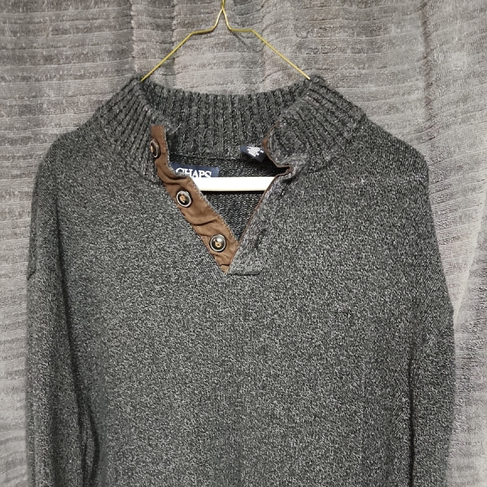 Chaps Gray Crewneck Sweater Classic Knit